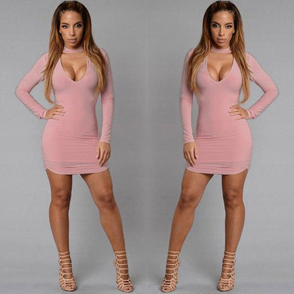 Long Sleeve Irregular Edge Sexy Slim Hip Dress