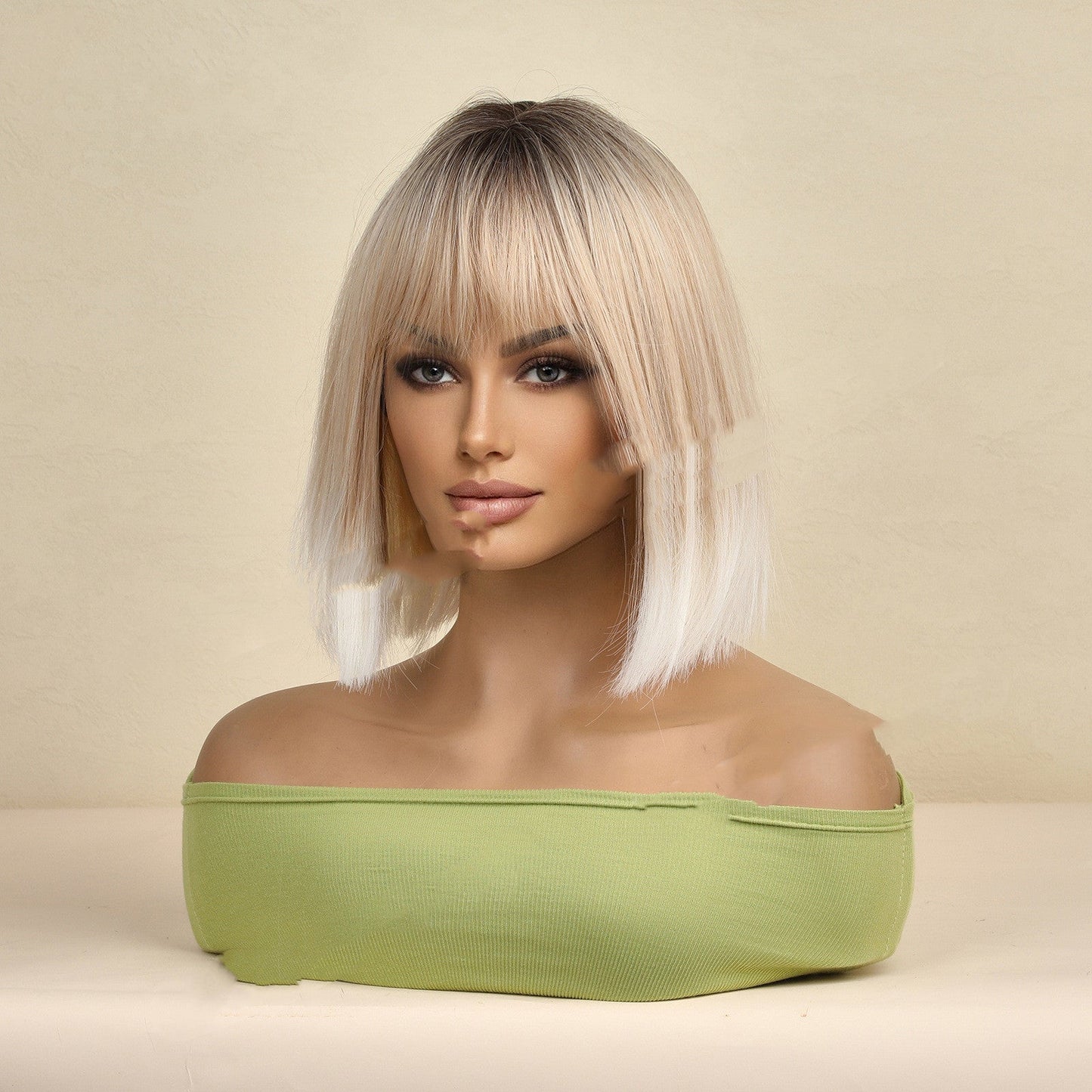 Women's Fashion Bangs Wig Rose Net Full Head Set