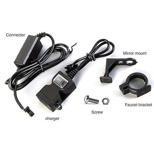 Dual USB Port 12V Waterproof Motorcycle Handlebar Charger 5V 1A / 2.1A Power Adapter Plug for Mobile Phone