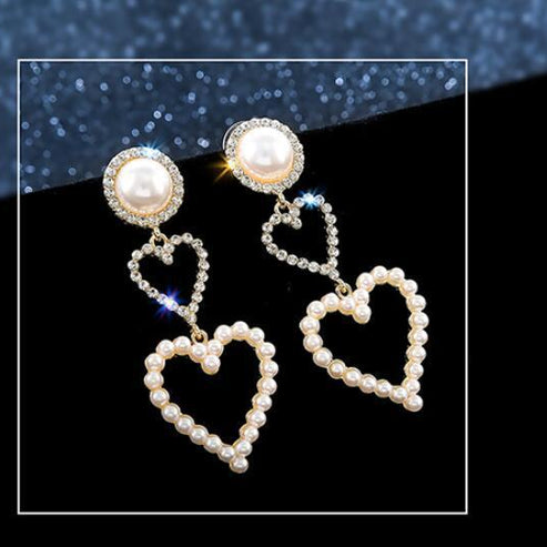 Pearl Rhinestone Drop Earrings